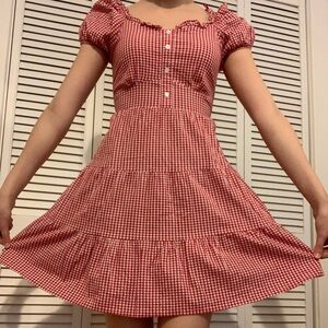 Red Gingham Dress Vintage